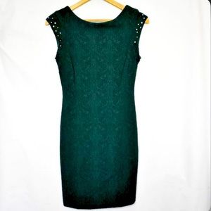 Emerald Lace Cocktail Dress, Rhinestone Details